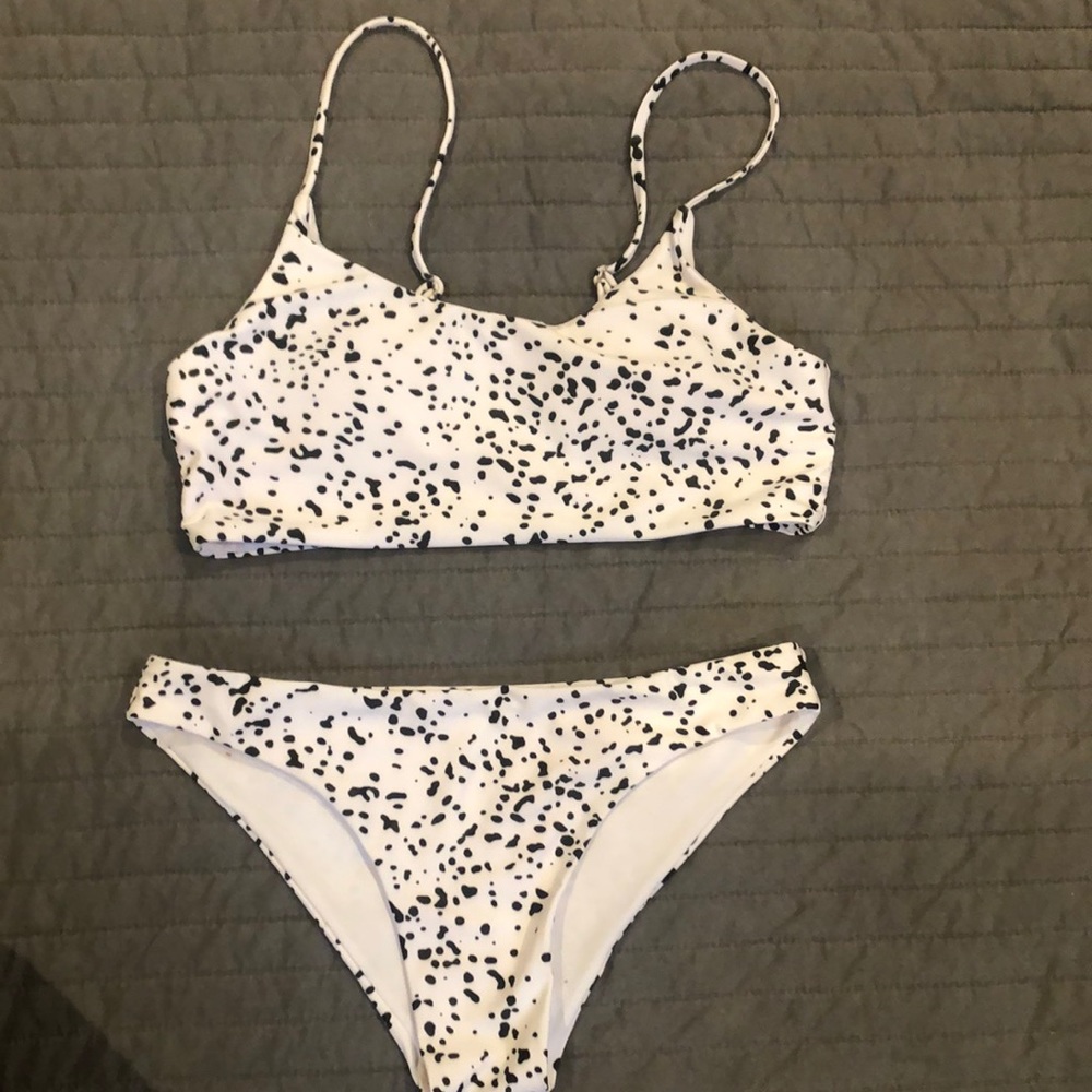 Dalmatian print bikini. Sz small. Full coverage bottoms